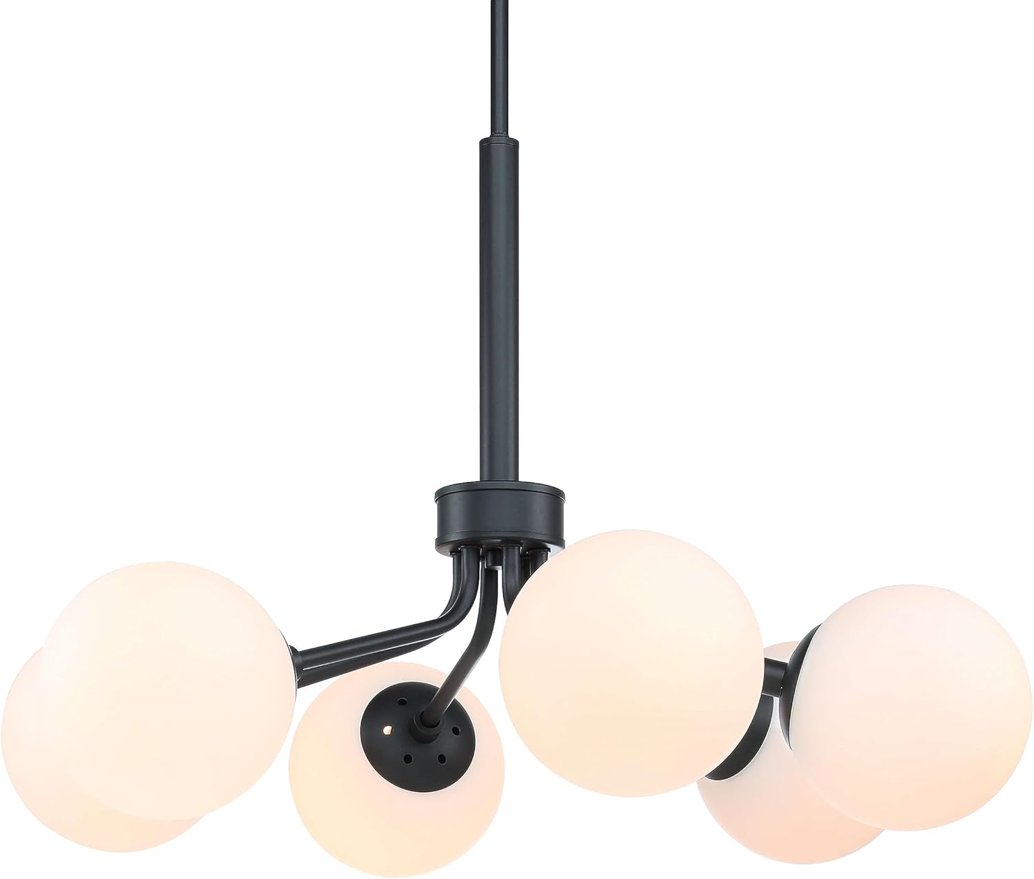 XiNBEi Lighting Candelabro Sputnik de globo de cristal moderno negro colgante lámpara de techo 6 lámparas para comedor, sala de estar, cocina