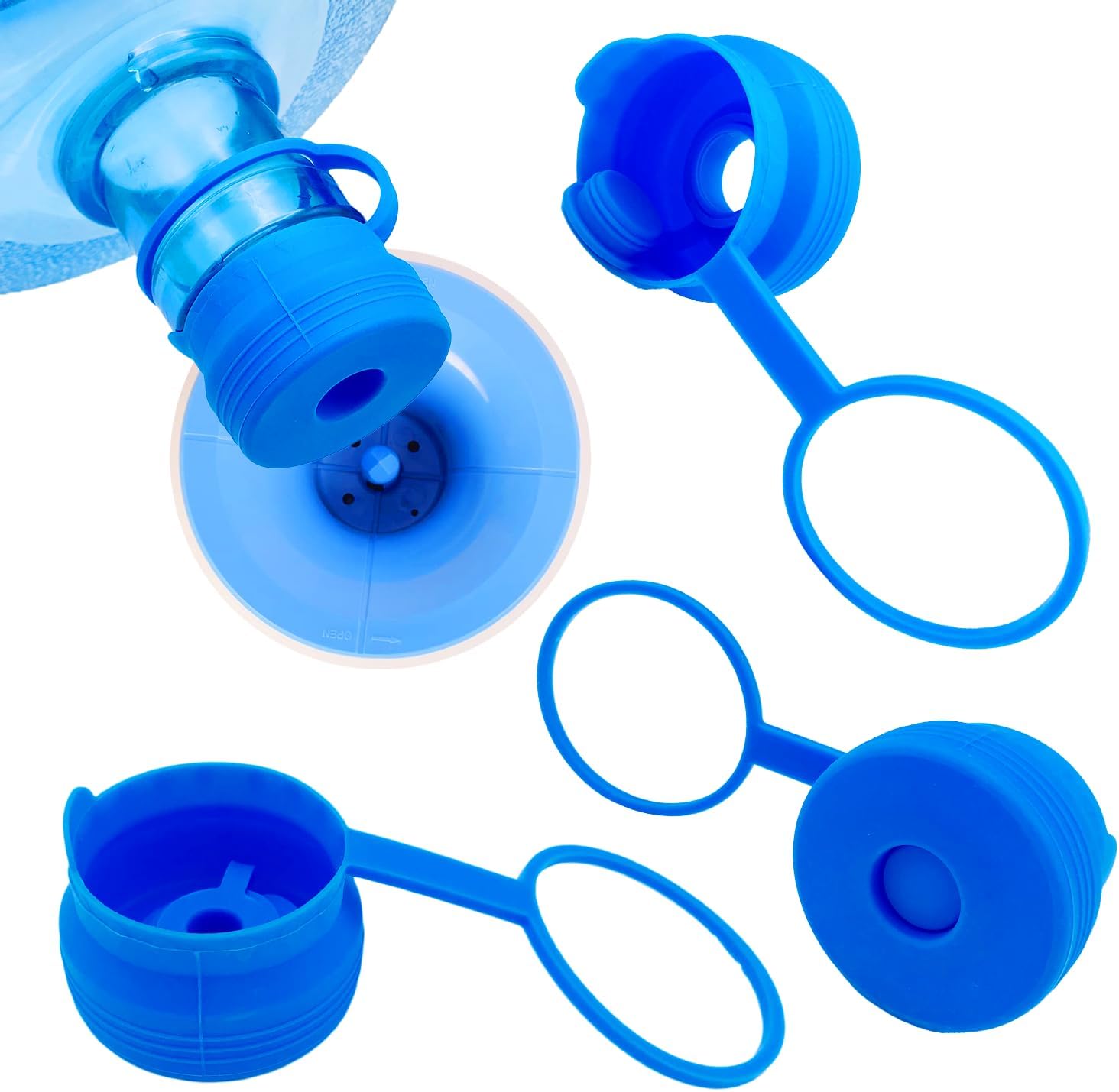 EBOS 5G-111 – Tapa para jarra de agua de 3 y 5 galones, tapa de botella de agua reutilizable, tapa de repuesto de silicona antiderrames, botellas de
