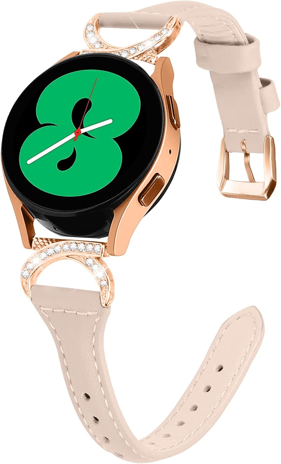 Genuine Leather Bands Compatible for Samsung Galaxy Watch 654 40mm 44mm, 5 Pro, Watch 64 Classic 43mm 47mm 42mm 46mm, Horn-shaped Diamond Metal