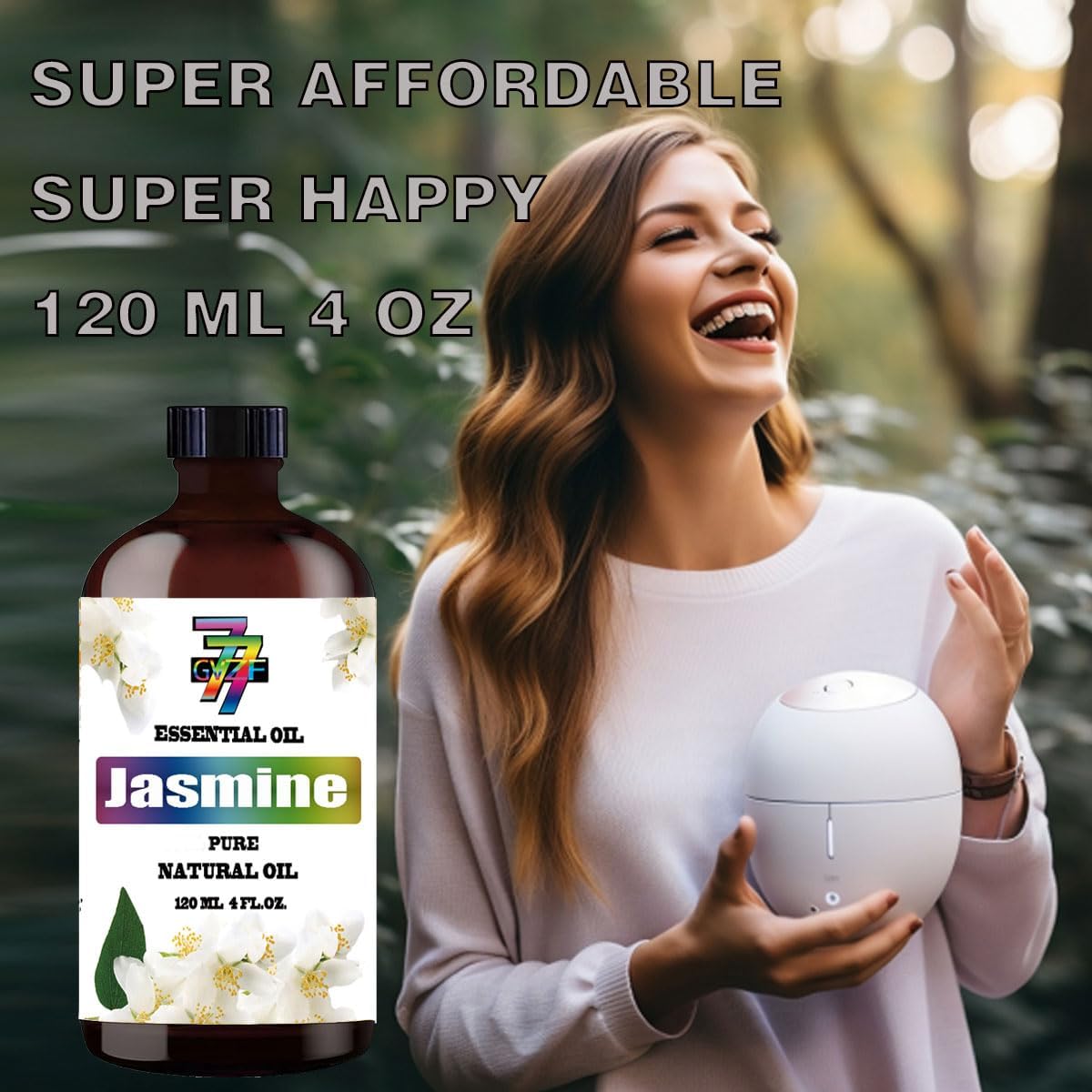Aceite esencial de jazmín, 4 onzas líquidas, aceite de jazmín para difusor, humidificador, hogar, limpieza, masaje, yoga, vela de bricolaje