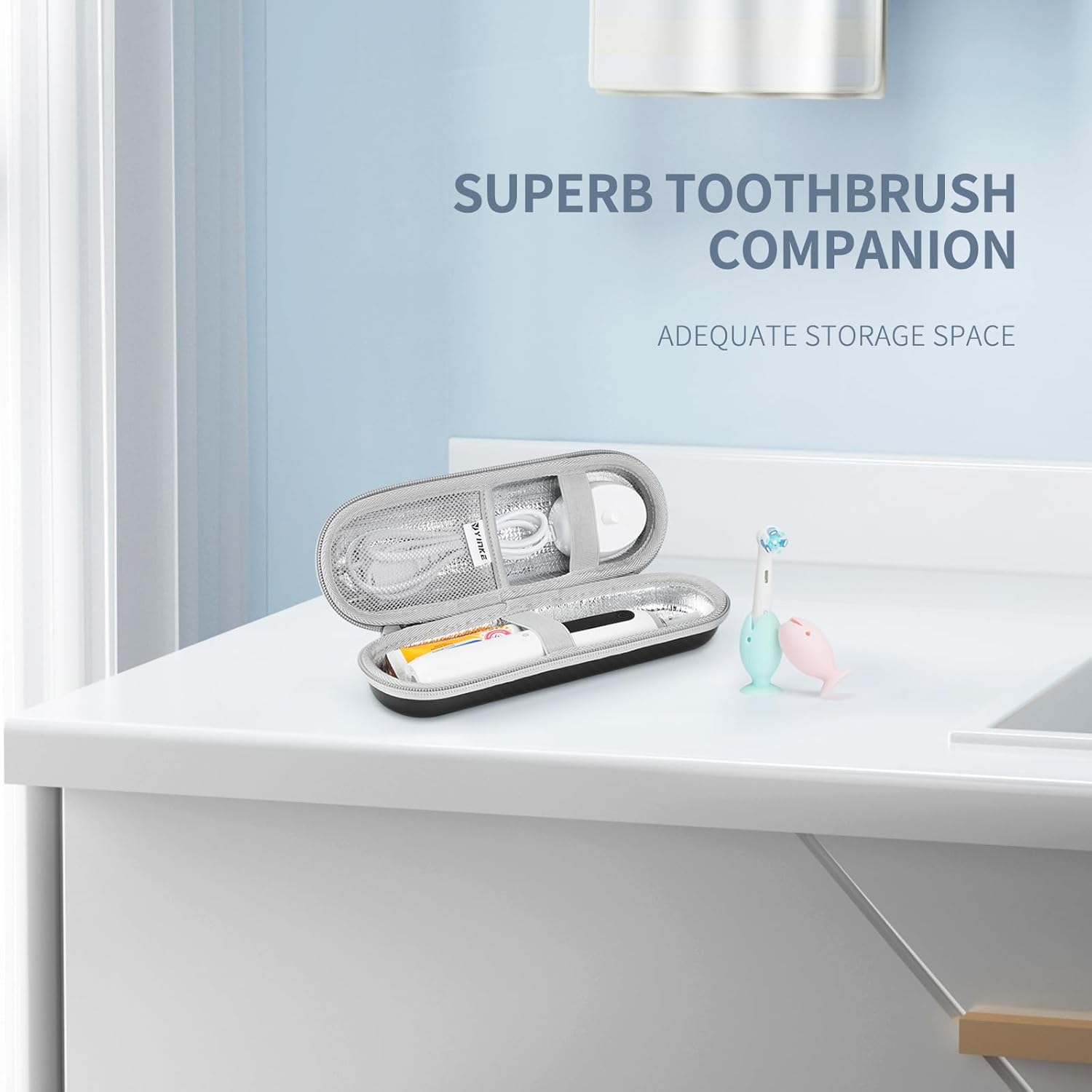 Yinke Estuche de viaje para cepillo de dientes con 2 tapas de cubierta de cabezal de cepillo de dientes para Oral-BOral-B ProPhilips Sonicare