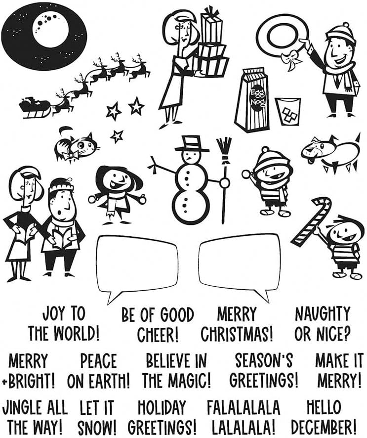 Stampers Anonymous – Tim Holtz – Juego de sellos de goma montados – Dibujos animados de Navidad CMS473 Invierno 2023