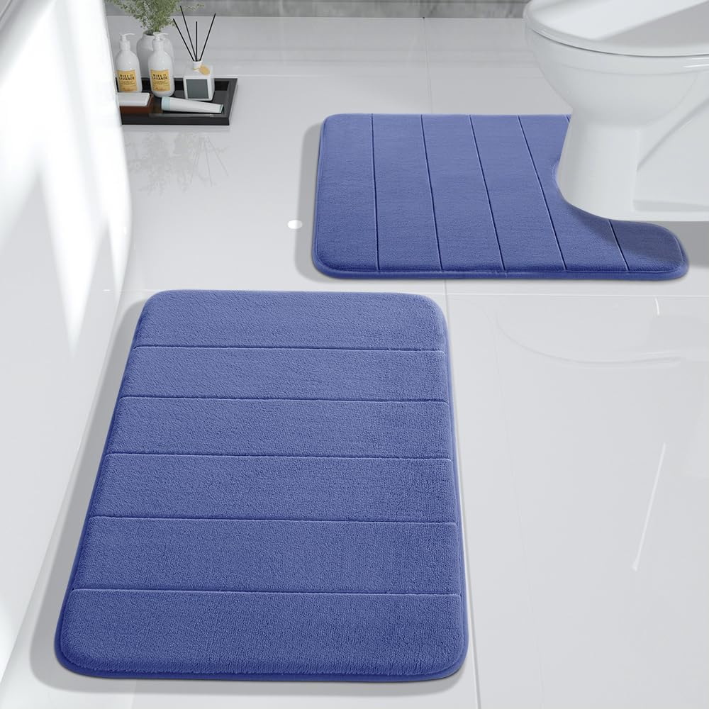 Yimobra – Juego de 2 alfombras de baño de espuma viscoelástica, en forma de U para inodoro, absorción de agua, antideslizantes, gruesas, secado