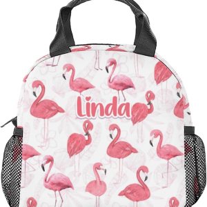 Lonchera de flamenco con nombre personalizado para niñas, pequeñas bolsas de almuerzo personalizadas, aisladas, bonita lonchera reutilizable para Lonchera de flamenco con nombre personalizado para niñas, pequeñas bolsas de almuerzo personalizadas, aisladas, bonita lonchera reutilizable para