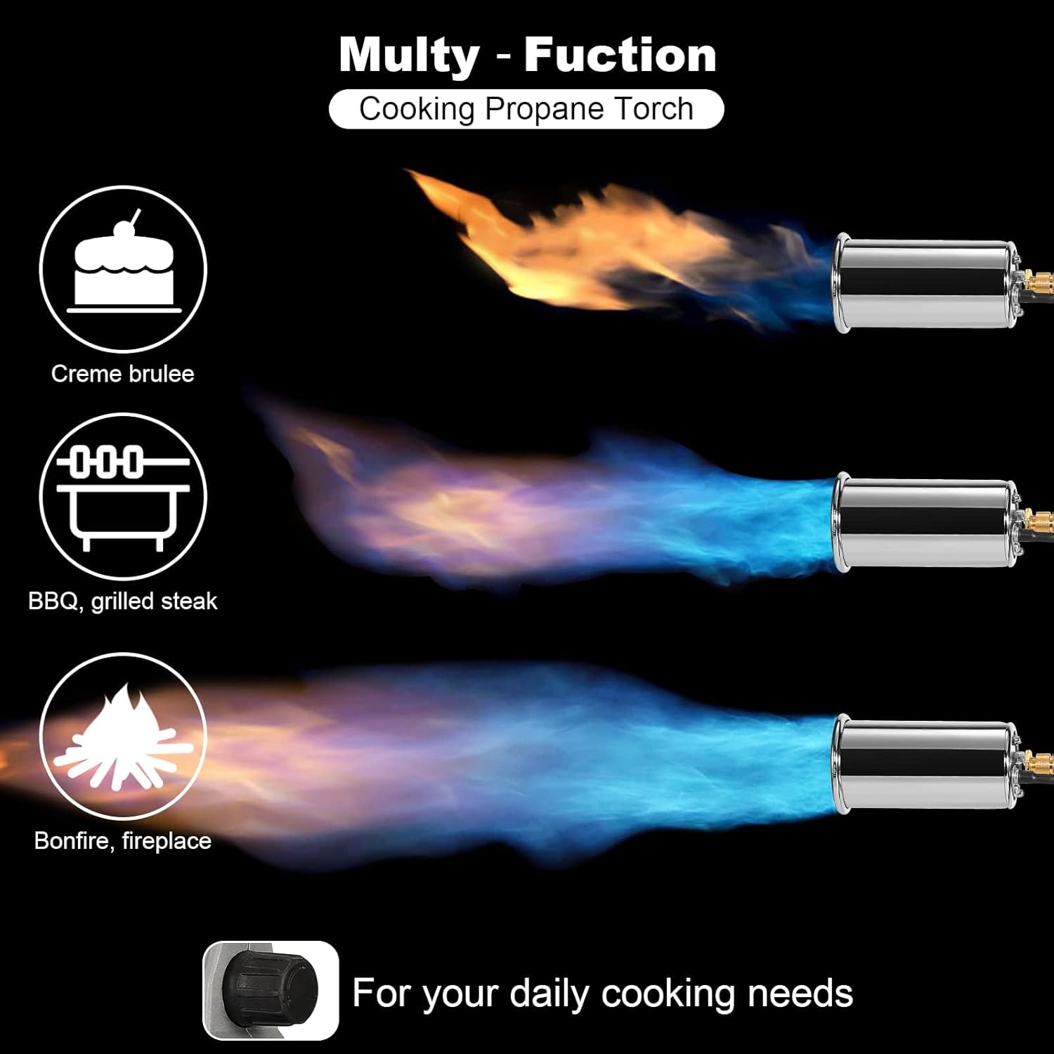 Antorcha de cocina de propano de cocina, 500,000 BTU soplete culinario, video de sous, pistola de fuego para asar filetes, barbacoa y crema brulee