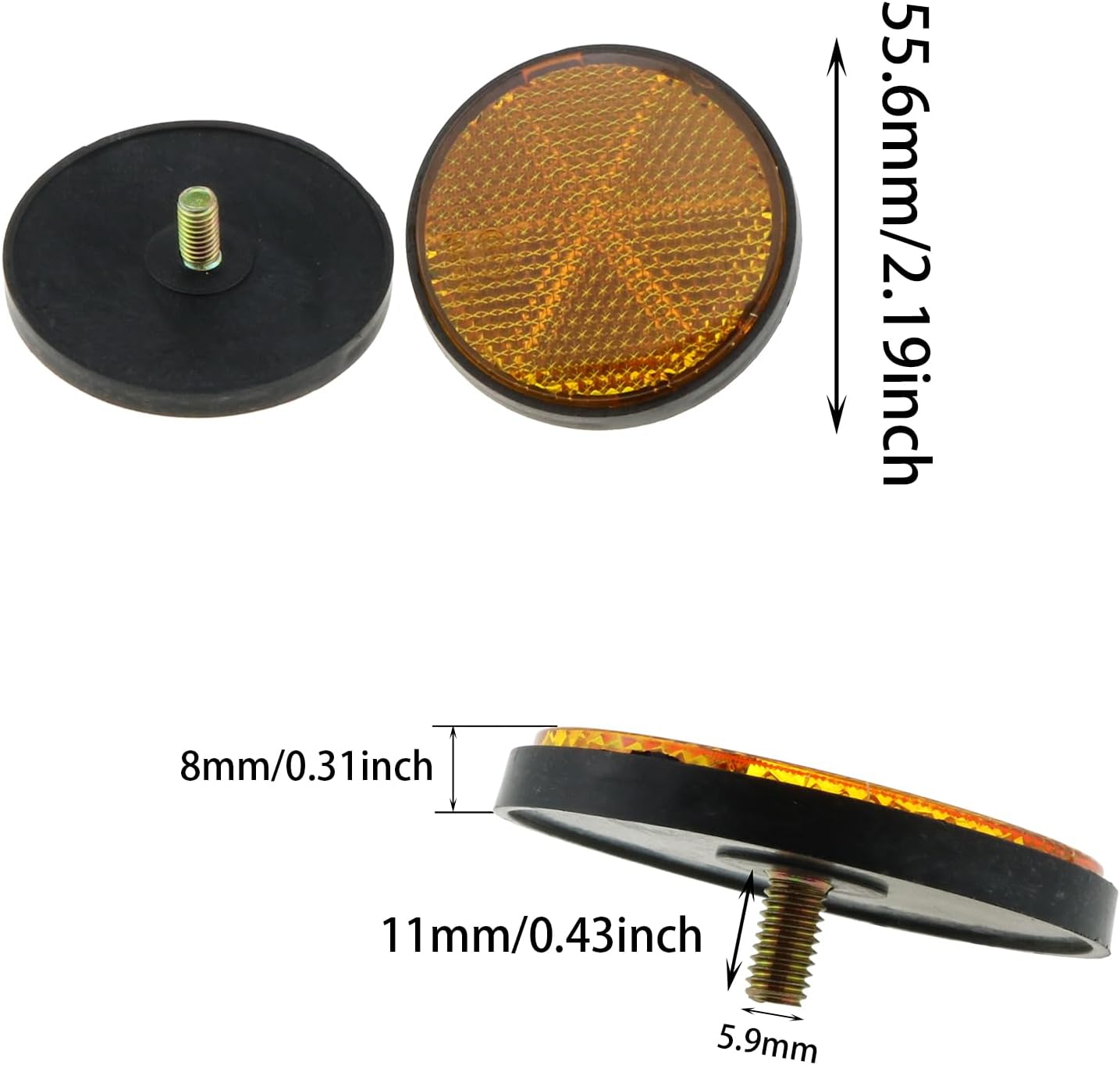 DGZZI Reflector redondo de plástico universal de 2 pulgadas2.205 in, reflectores de advertencia reflectantes para motocicleta, bicicleta, rojo y