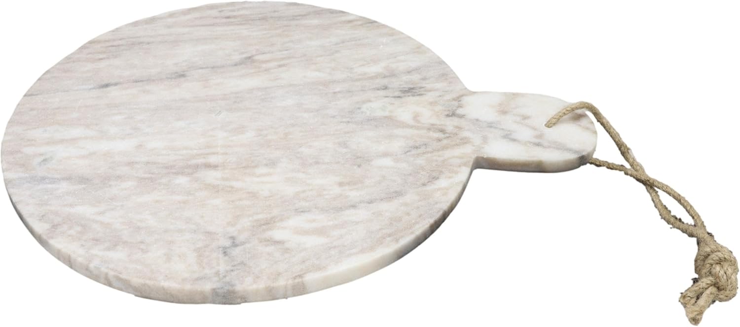Ebros Gift Moderna y elegante bandeja de cortar redonda de mármol natural veteado gris y blanco de 15 pulgadas de largo Charcutería Hors D’oeuvres