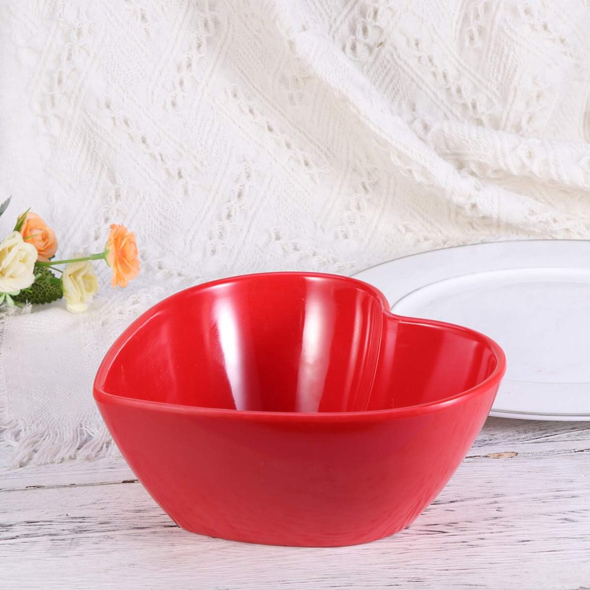 DOITOOL Tazones de mezcla de melamina, recipiente de fideos en forma de corazón, tazón de ensalada para sopa, aperitivos, postres, cuencos de
