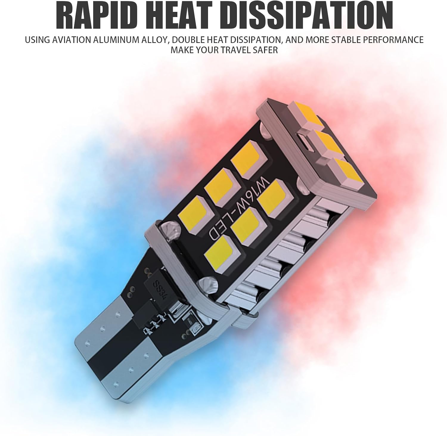 Tesnaao 4 luces LED de decodificación para coche T15, 2835-15SMD PC Board Smart IC Driver IP67 impermeable rápida disipación de calor luz de freno
