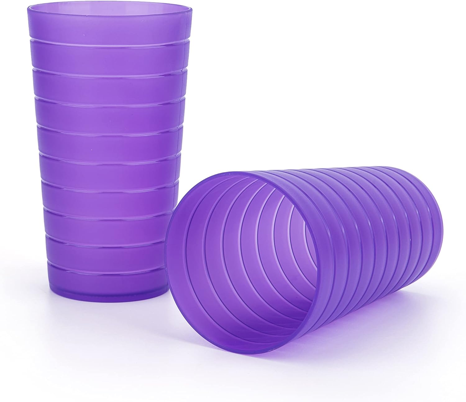 KX-WARE Mixed Drinkware – Juego de 12 vasos de plástico de 22 onzas, vasos para beber, tazas de fiesta, vasos de té helado, color morado,