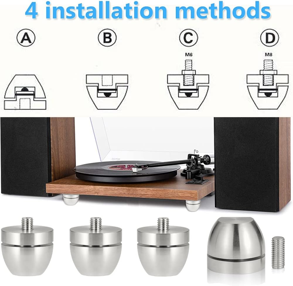 Tertullus 4 piezas de cuentas de bola para altavoz pies de aislamiento de plataforma giratoria Almohadillas de plataforma amortiguador de audio pies
