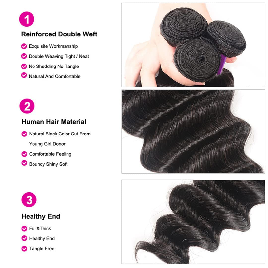 4 manojos de cabello humano brasileño suelto, onda profunda, paquetes de cabello humano virgen 100% sin procesar, 20, 22, 24, 26, extensiones de