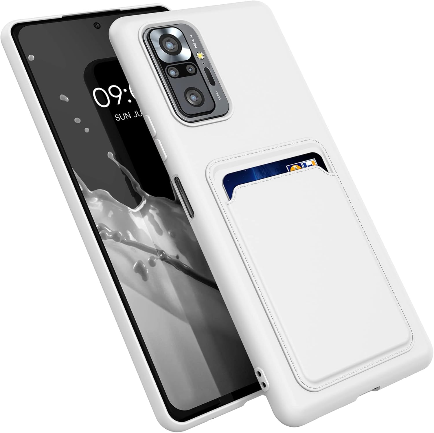 kwmobile Funda compatible con Xiaomi Redmi Note 10 Pro – Funda de teléfono TPU con tarjetero de crédito – Blanco