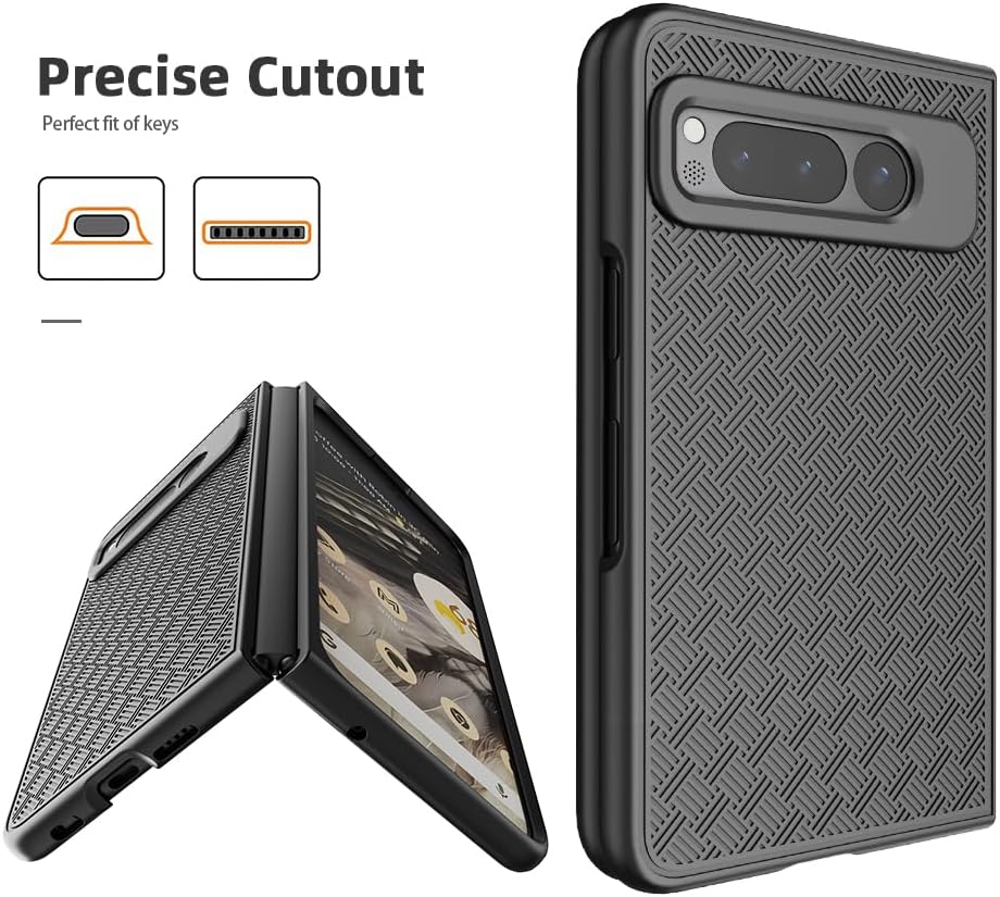 6goodeals Funda para teléfono con clip para cinturón para Google Pixel Fold 2023 G9FPL – con protector de pantalla, delgada, resistente, resistente,