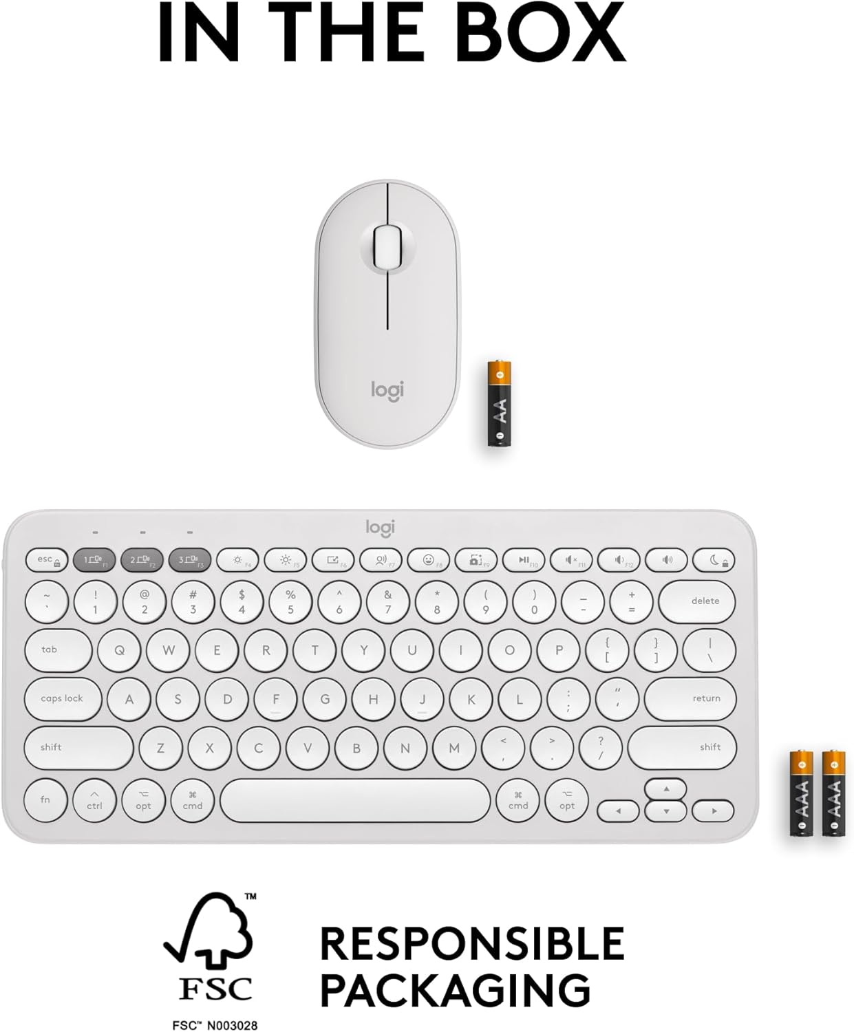 Logitech Pebble 2 Combo para Mac, teclado y mouse inalámbricos, delgado, silencioso y portátil, personalizable, mouse y teclado Bluetooth, fácil de