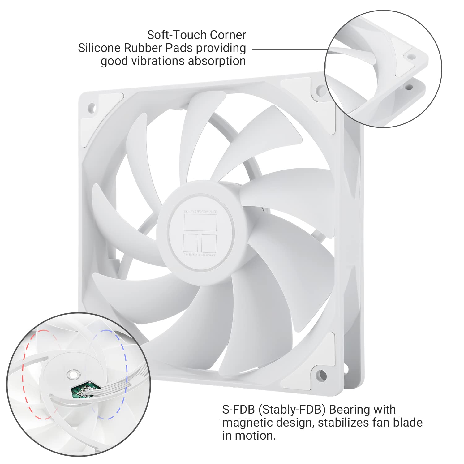 Thermalright Ventilador de CPU TL-C12CW de 4.724 in, ventilador silencioso PWM de 4 pines con rodamiento S-FDB incluido, ventilador de enfriamiento