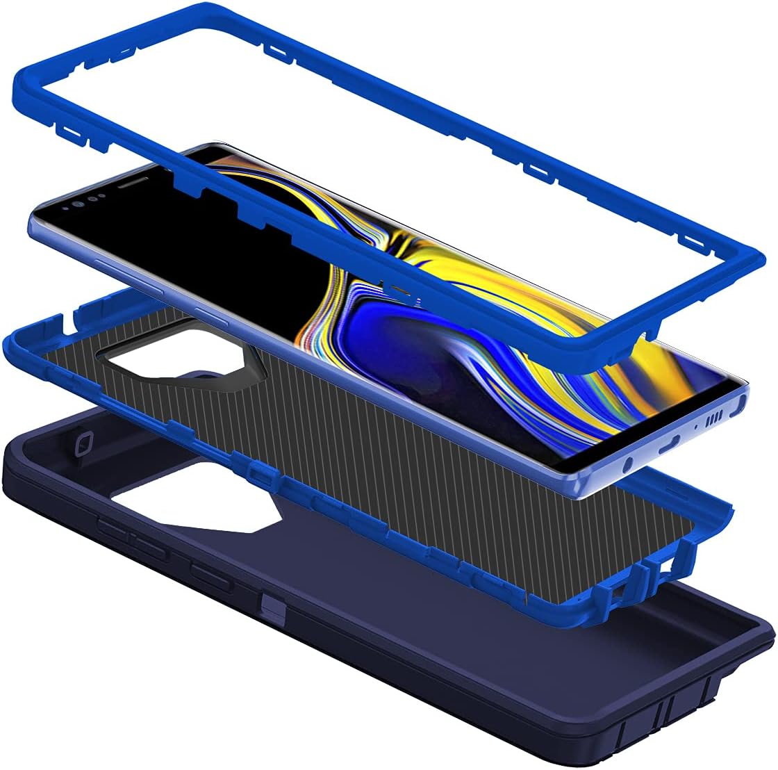 I-HONVA Funda para Galaxy Note 9 a prueba de golpes, a prueba de polvo y caídas, 3 capas de protección de cuerpo completo sin protector de pantalla,