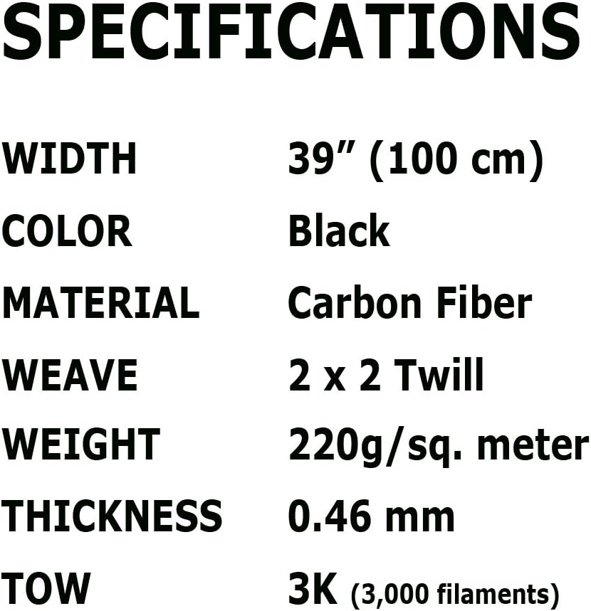 5 pies – Tela de fibra de carbono – Tela de sarga WEAVE-3K7.76 oz x 3.3 ft
