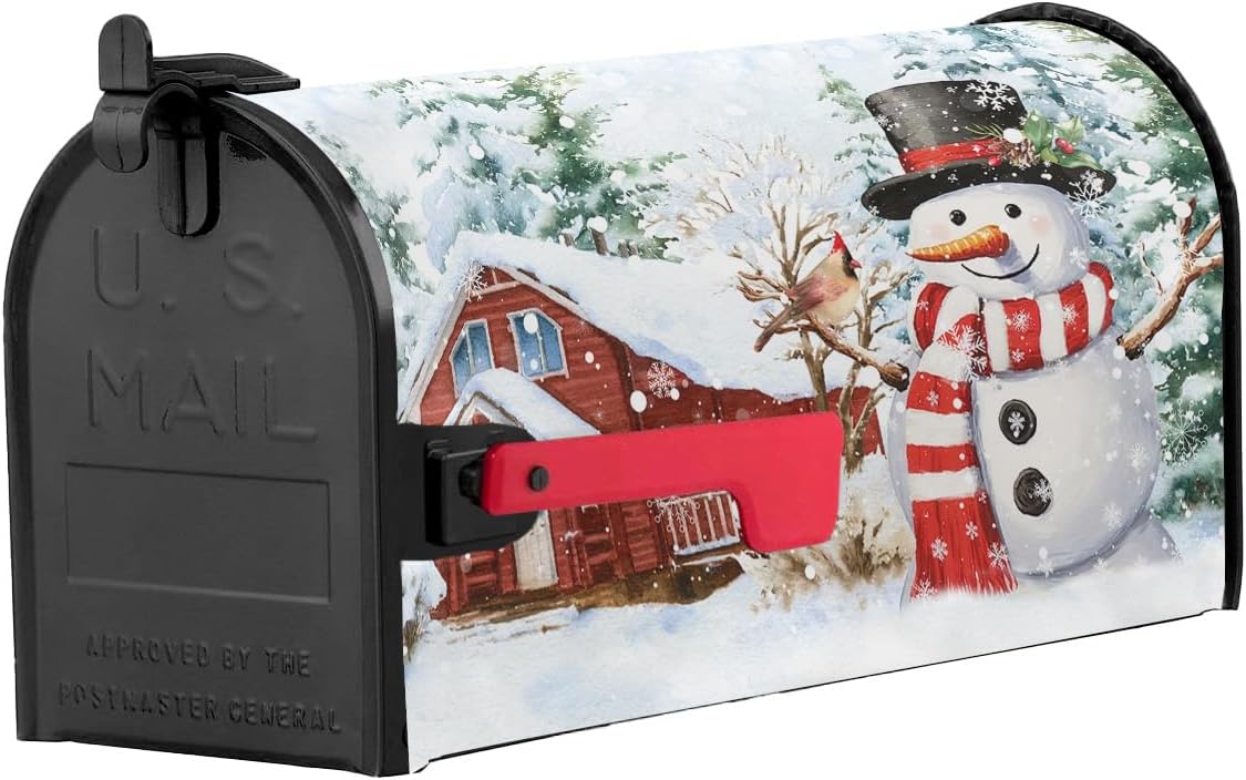 Funda magnética para buzón de buzón de muñeco de nieve, para invierno, árbol de Navidad, copos de nieve, para buzón, tamaño estándar, 18 x 21