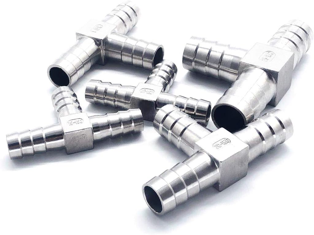ANPTGHT Manguera en T de 58 pulgadas, acero inoxidable, igual a Barb, divisor de 3 vías en forma de T, adaptador de conector de unión para