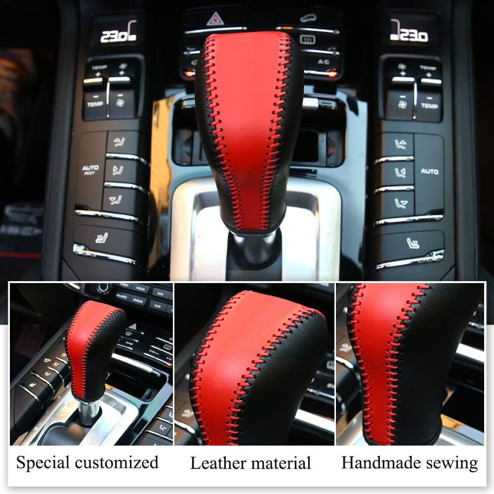 XITER Funda de cuero para palanca de cambios automática, protector de palanca de cambios para Porsche Cayenne 2011 2012 2013 2014 2015 2016 2017