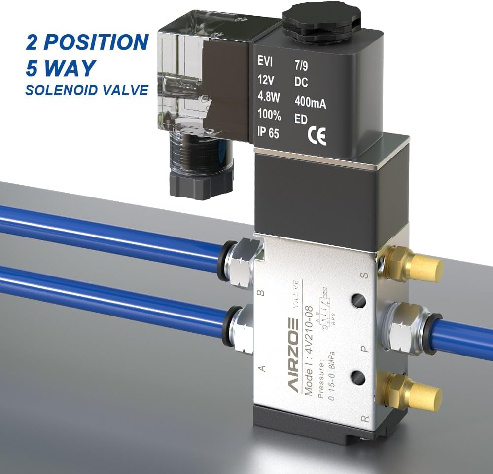 14 “NPT 12V 2 posición 5 vías válvula solenoide, válvula solenoide eléctrica operada por piloto de una sola bobina (caja de conexiones) 4V210-08