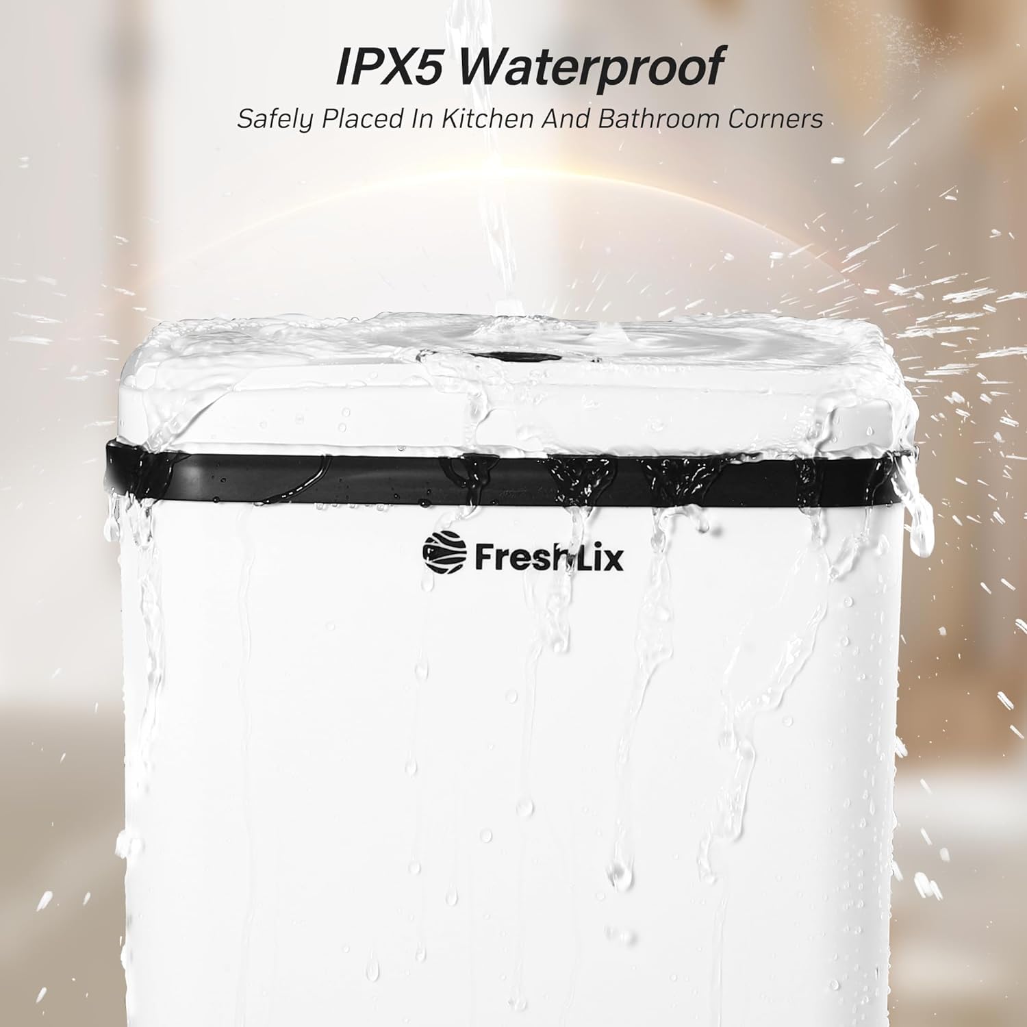 Basurero de baño de 4 galones sin contacto inteligente con sensor de movimiento automático con tapa, impermeable, estrecho, pequeño, para cocina,