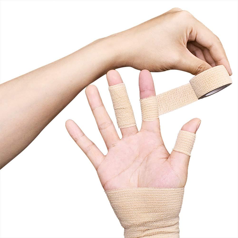 LotFancy Cinta autoadhesiva, paquete de 30, 1 pulgada x 5 yardas, vendaje autoadhesivo para vendaje elástico, cinta médica de primeros auxilios para