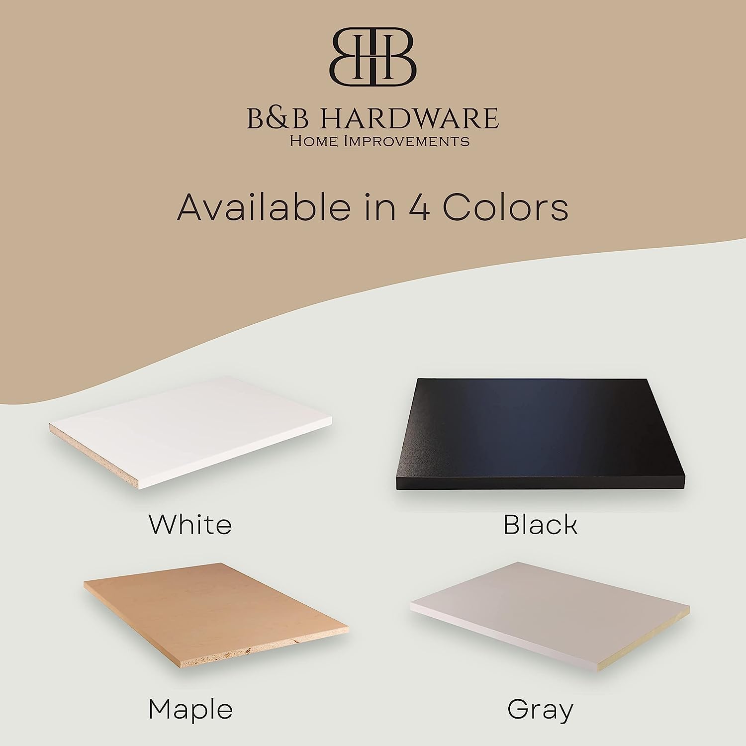 B&B HARDWARE Estantes de gabinete de gran tamaño de melamina de 12 pulgada de grosor, corte personalizado a medida (18 pulgadas de profundidad x 48