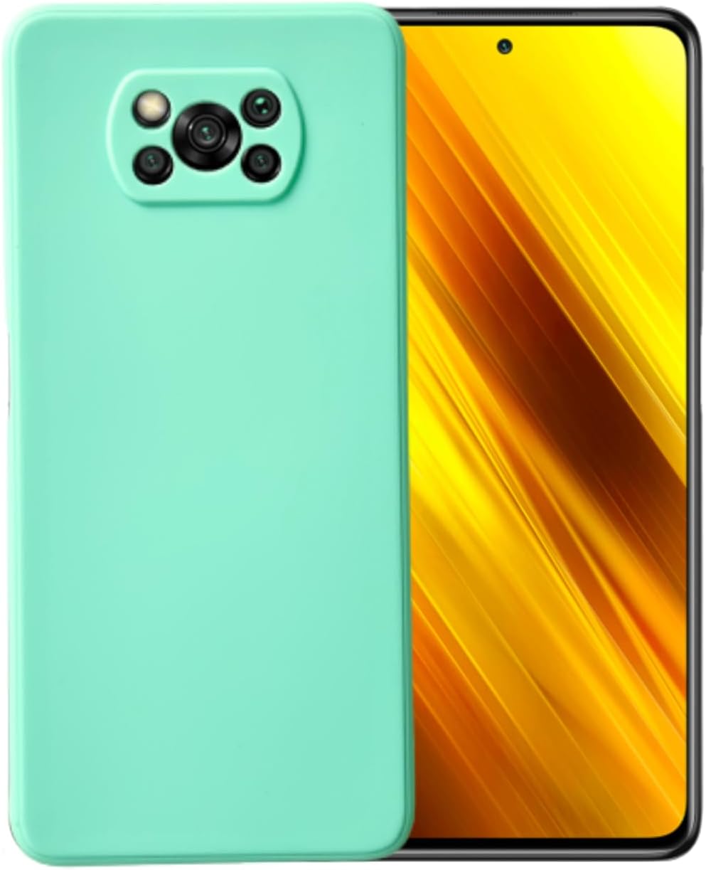 Casecious Compatible con Xiaomi Poco X3 o X3 Pro o X3 NFC de gel de silicona líquida suave para teléfono celular, funda trasera básica (verde menta)
