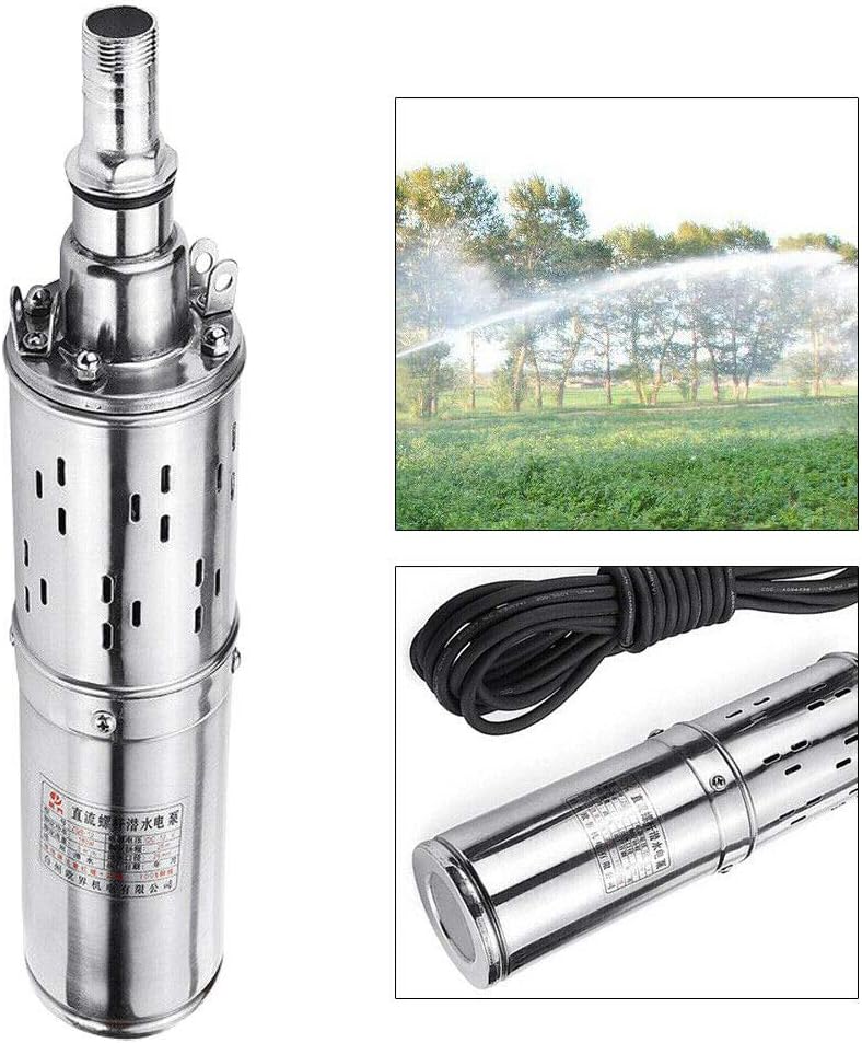Bomba de agua solar sumergible de 180 W 12 V CC, bomba de agua portátil para pozos profundos, flujo máximo de 3 mh, elevación de 82.0ft para barco,