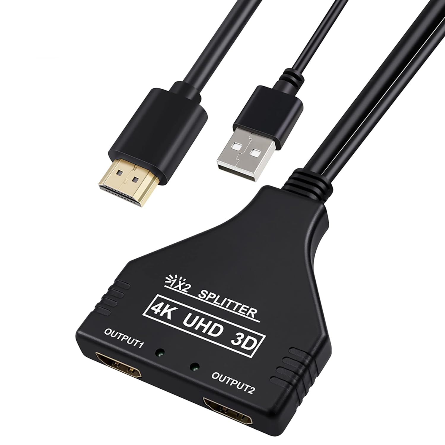 TOYAYAYO Divisor HDMI 1 en 2 salidas, deje que un puerto HDMI asigne dos puertos HDMI Divisores de audio y video HD, LED, LCD, TV, soporte dos