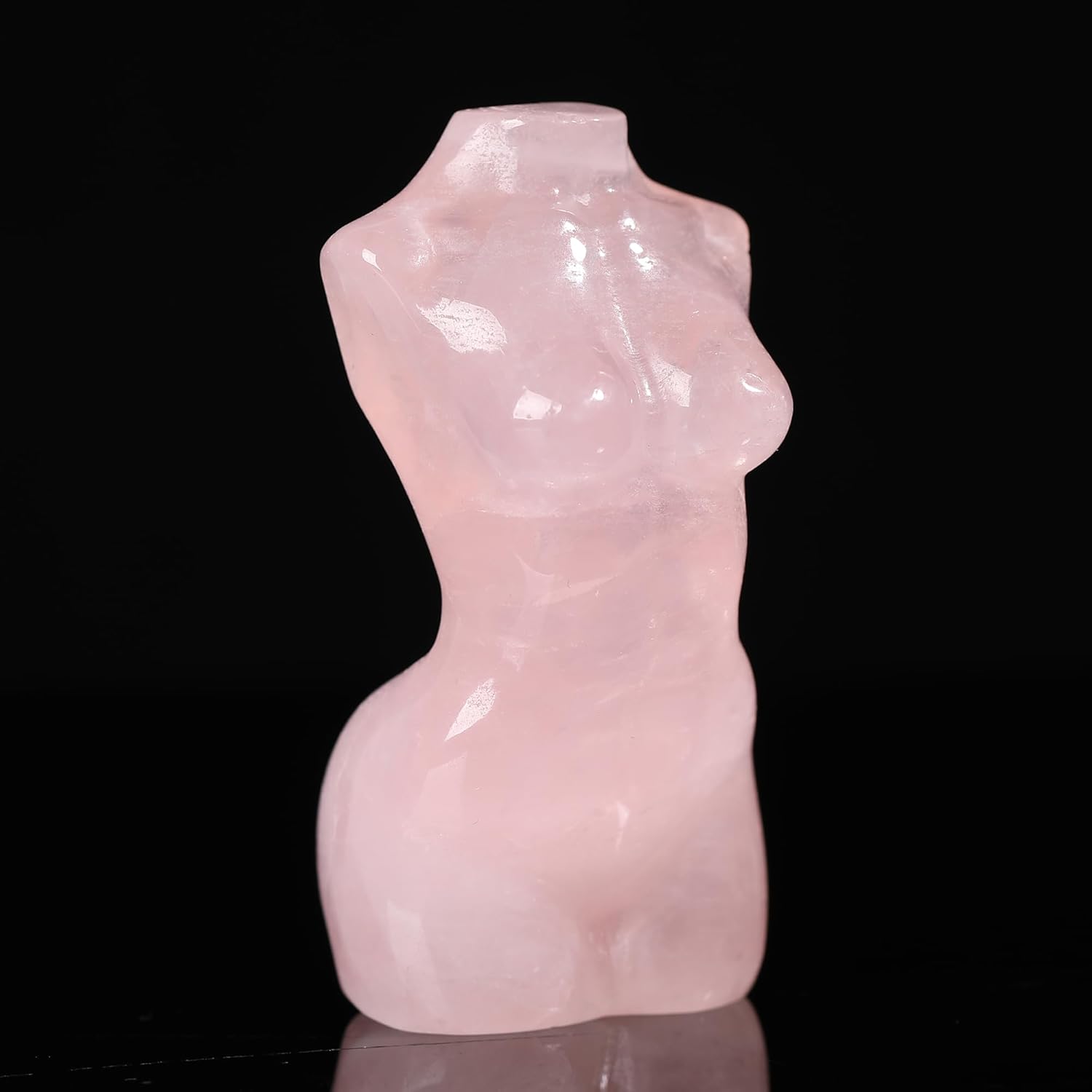 Potente estatua corporal de cristal de cuarzo rosa natural de 3 pulgadas, modelo femenino tallado a mano para curación y energía positiva,