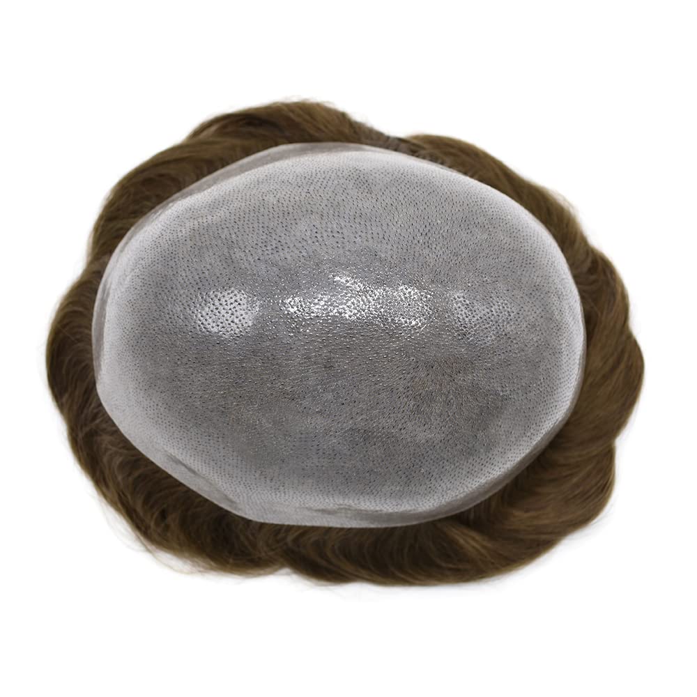 RESHE Hombres Toupee Hair System Ultra Thin Skin Real Human Hair Piece For Mens Toupee V-loop Natural Looking Hairpiece Para Hombres Protesis