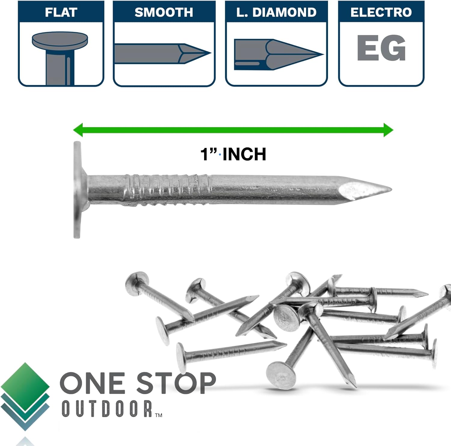 Paquete de 500 clavos galvanizados para techos de 1 pulgada, de grado profesional, se utilizan para sujetar fieltro para techos, individuales de