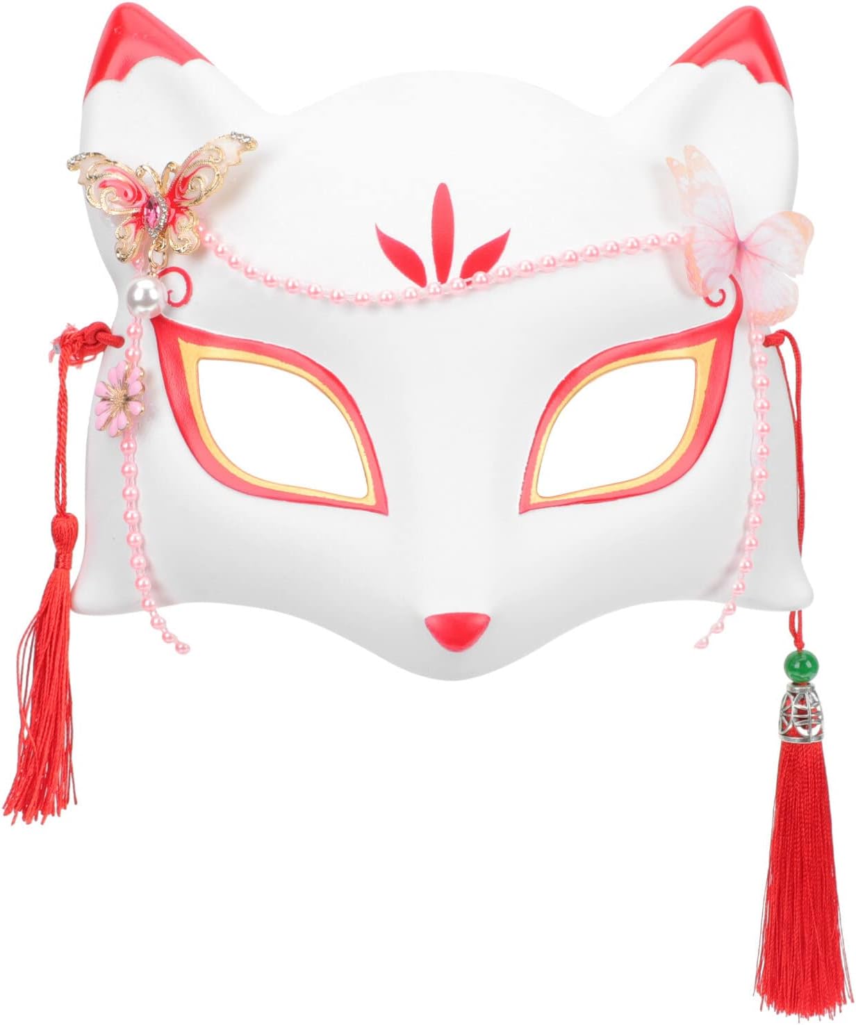 SEWACC Máscaras tradicionales japonesas, máscara de zorro de anime japonés, máscara de zorro para cosplay, máscara de Kabuki, máscara de zorro de