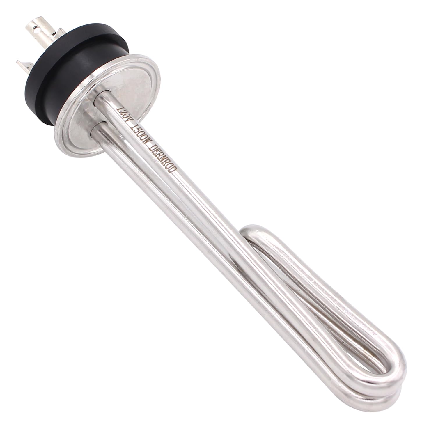 DERNORD Calentador de agua de inmersión de acero inoxidable con triple abrazadera plegable de 120 V 1500 W con enchufe de bloqueo eléctrico de 3