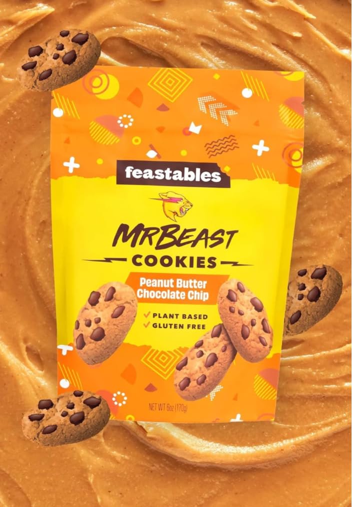 Feastables Mr. Beast Galletas de mantequilla de maní Chocoloate Chip paquete de 2 paquetes de 6 onzas
