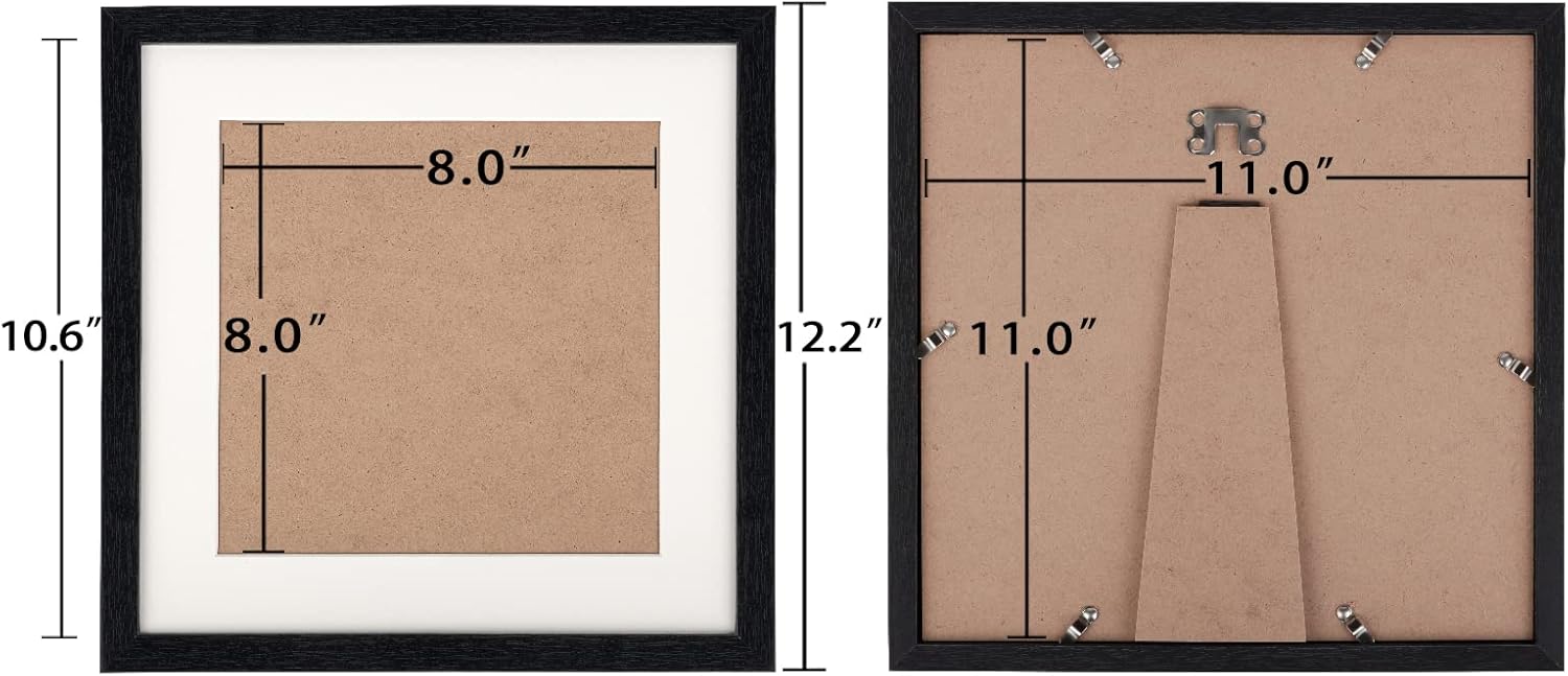 TOFOREVO Juego de 6 marcos de fotos de 11 x 11 pulgadas de grano de madera negra para montaje en pared de galería o exhibición de mesa