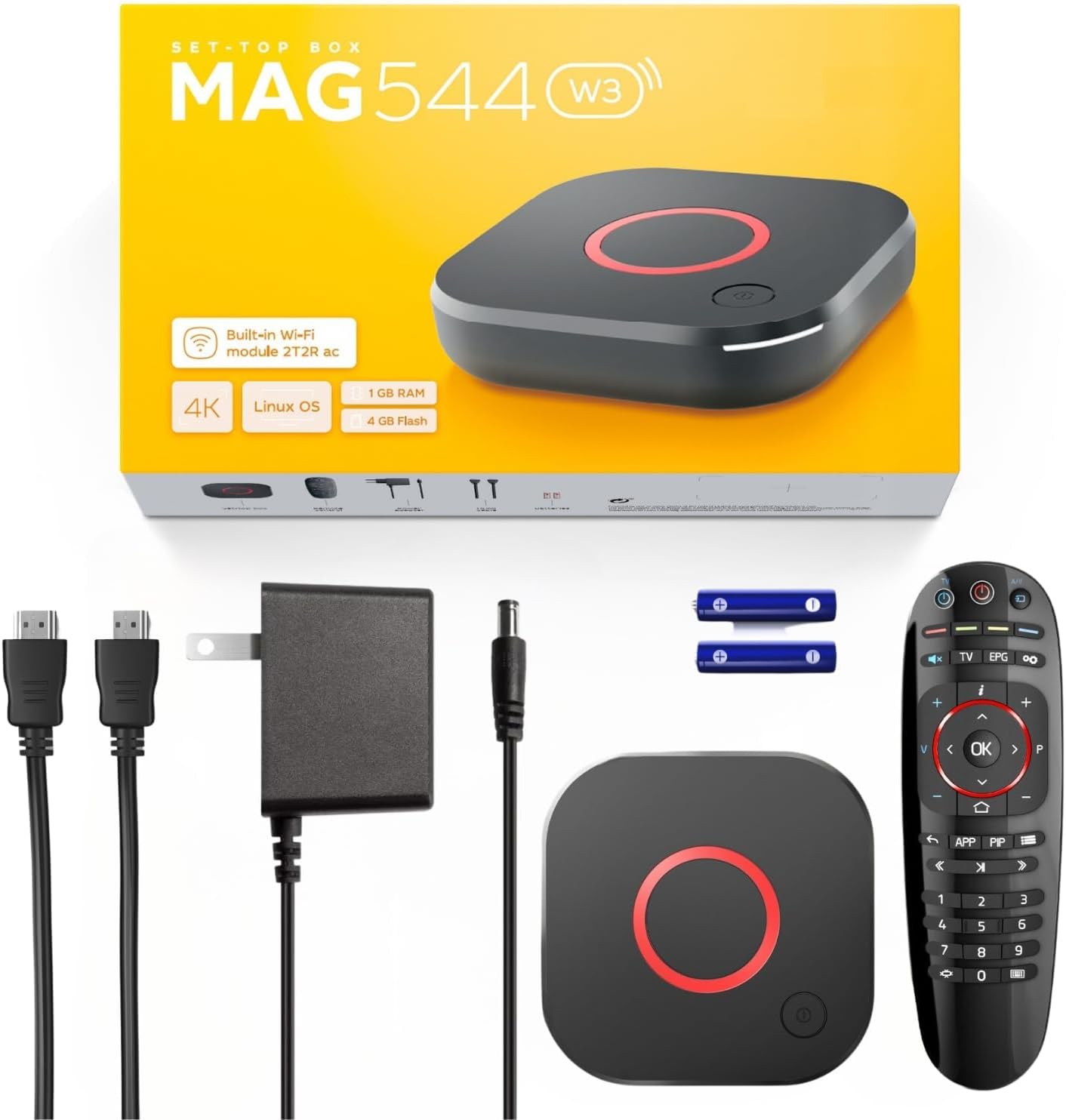 Raxxio MAG544w3 – Receptor de TV 4K HDR con chipset Amlogic S905Y4, memoria flash de 4 GB, Dolby Digital Plus, Linux 4.9, WiFi de doble banda, USB