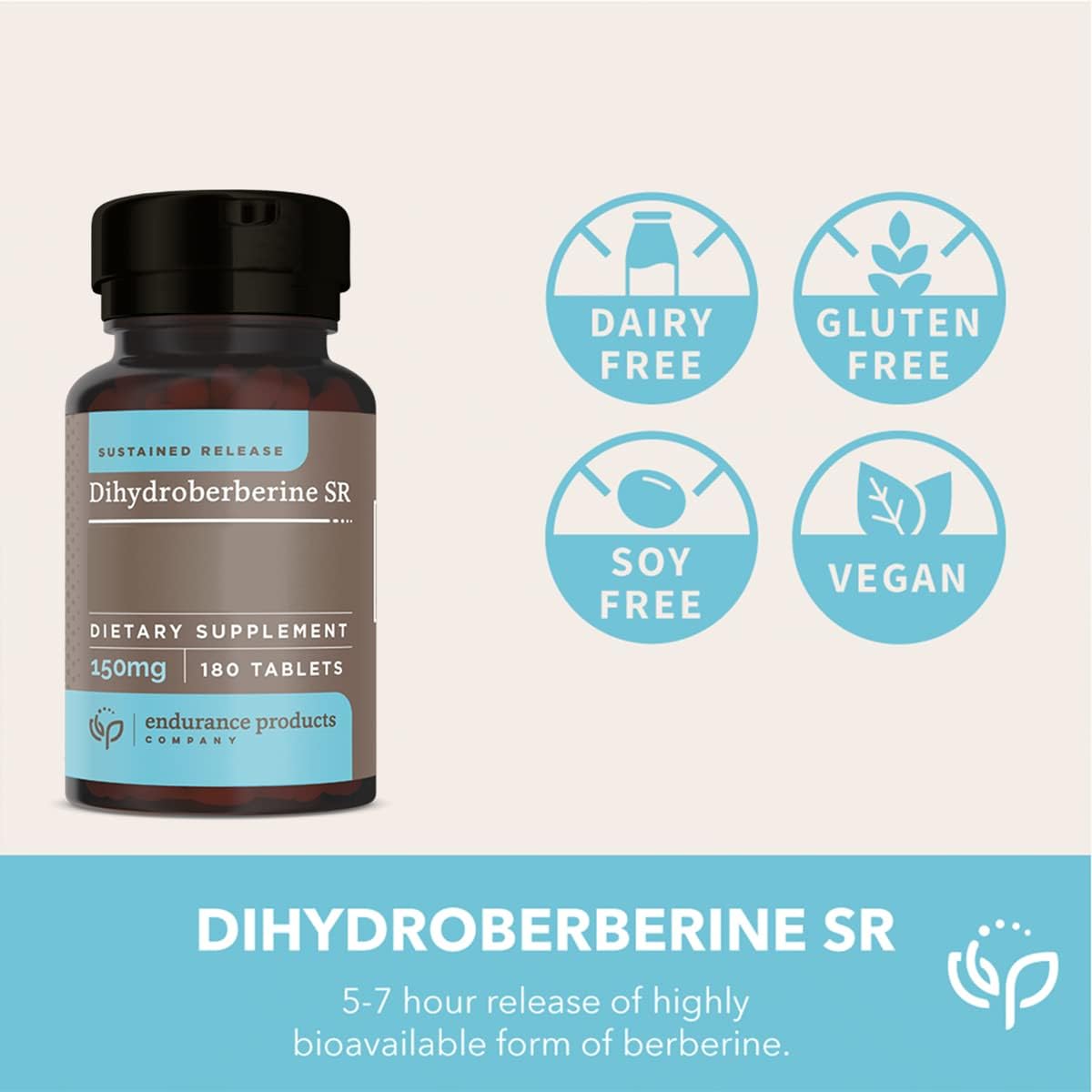 EPC ENDURANCE PRODUCTS COMPANY Dihidroberberina – Liberación sostenida – 150 mg de forma altamente biodisponible de berberina – (180 tabletas)