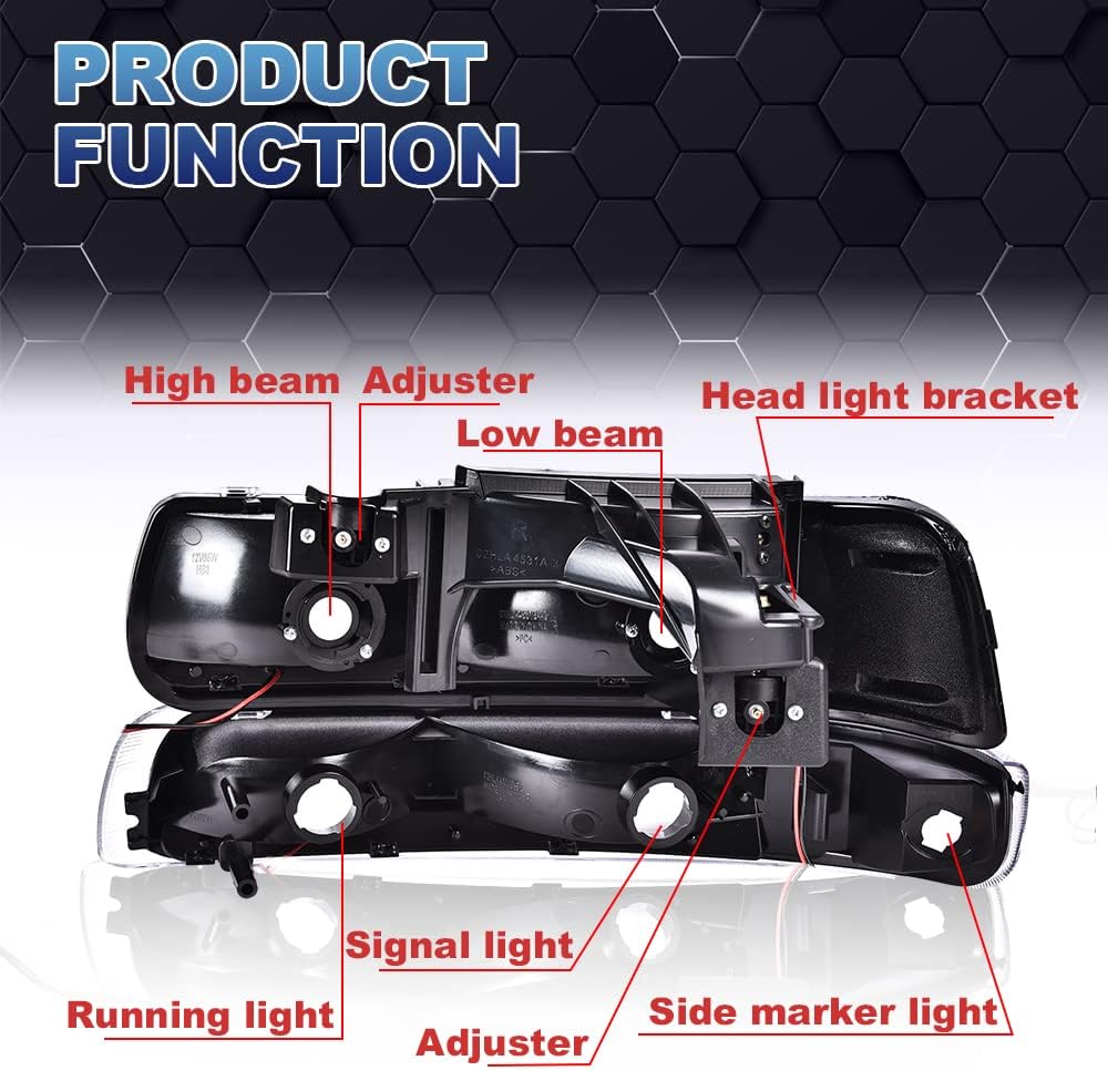 PIT66 – Faros delanteros LED, compatibles c99-02 Chevy Silverado 1500 250001-02 Silverado 1500HD 2500HD 350000-06 Tahoe Suburban 1500 2500
