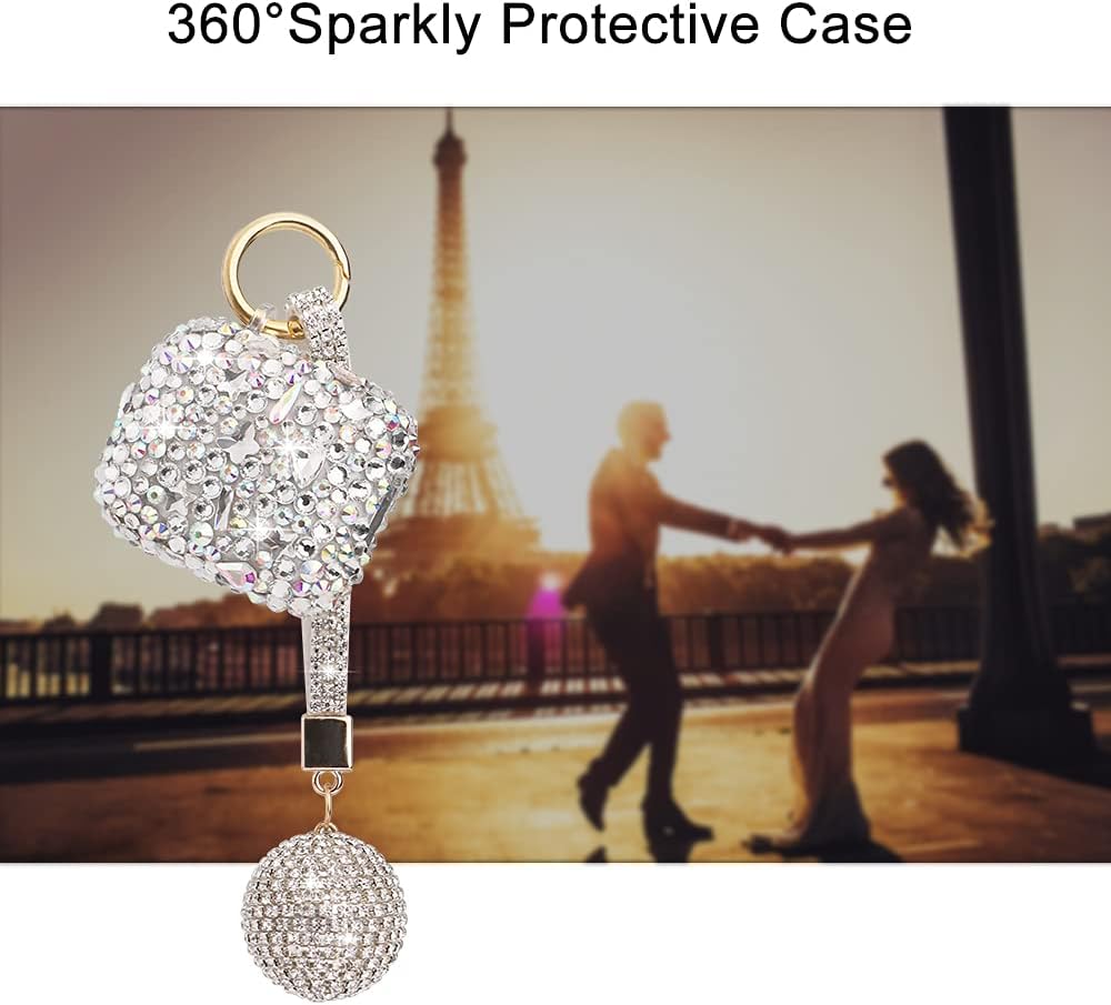 Lujosa funda para AirPods con diamantes de imitación, funda protectora de carga de AirPod con diamantes brillantes para Apple I10I12 TWS (plata