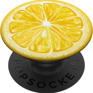 Amarillo limón patrón rebanada para niños niñas limón impresión negro PopSockets PopGrip agarre intercambiable para teléfonos y tabletas Amarillo limón patrón rebanada para niños niñas limón impresión negro PopSockets PopGrip agarre intercambiable para teléfonos y tabletas