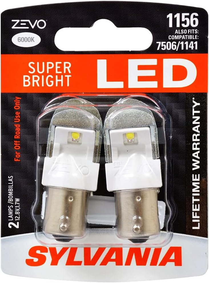 Focos de luz LED blanca x 2 unidades, Sylvania Zevo 921 T-10 W5W, 1156, Blanco