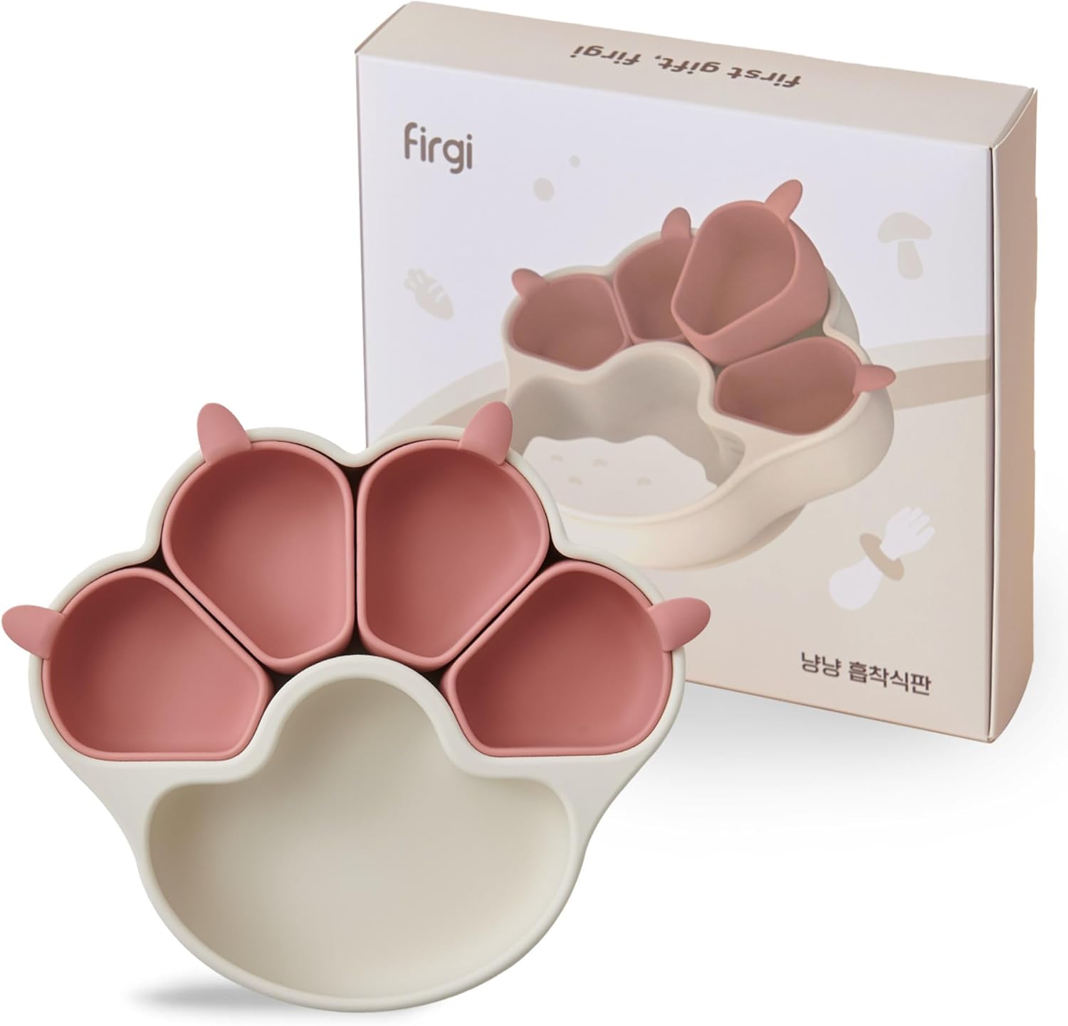 MEOW MEOW Dry Rose – Placas de succión divididas para niños pequeños con placas de diseño antideslizantes para bebés, suministros de destete LED