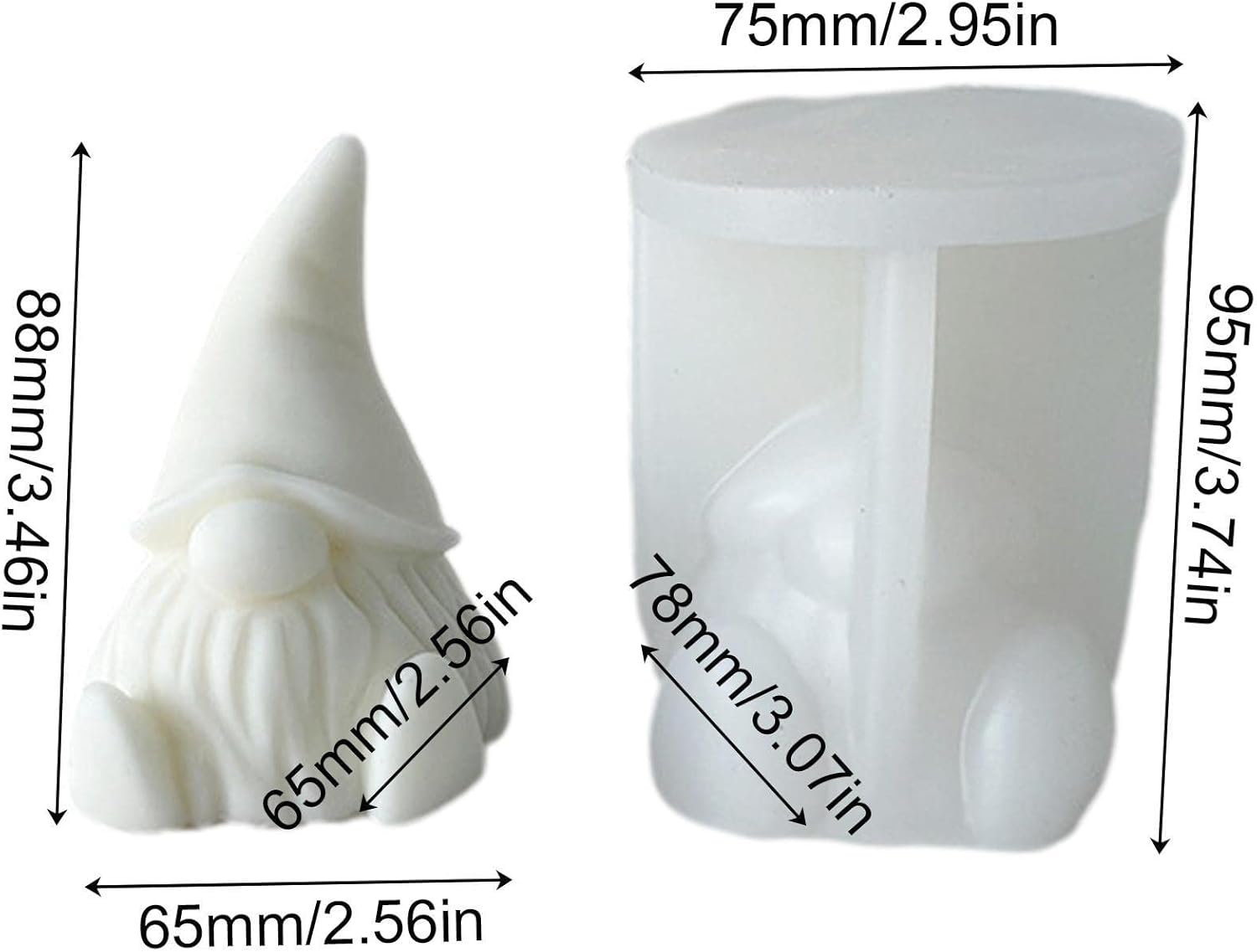 Molde de vela de silicona 3D, lindo molde de fundición de escultura de gnomo de Papá Noel de Navidad, molde de resina hecho a mano, molde de cera