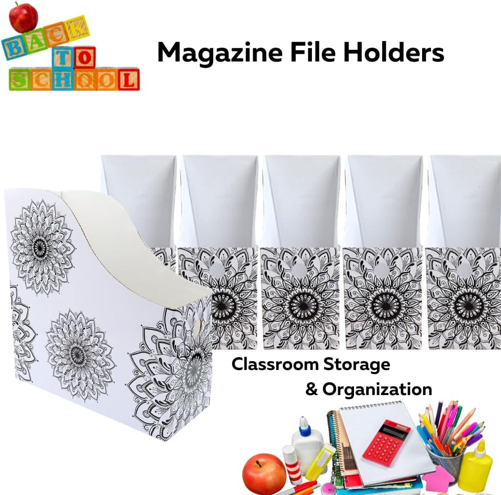 Evelots Organizador de archivos para revistas (paquete de 12) Mandala con etiquetas