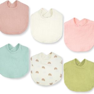 Dormlony Baberos de muselina ultra suaves, elegantes y absorbentes, unisex, paquete de 6 baberos de algodón orgánico para babero y dentición Dormlony Baberos de muselina ultra suaves, elegantes y absorbentes, unisex, paquete de 6 baberos de algodón orgánico para babero y dentición