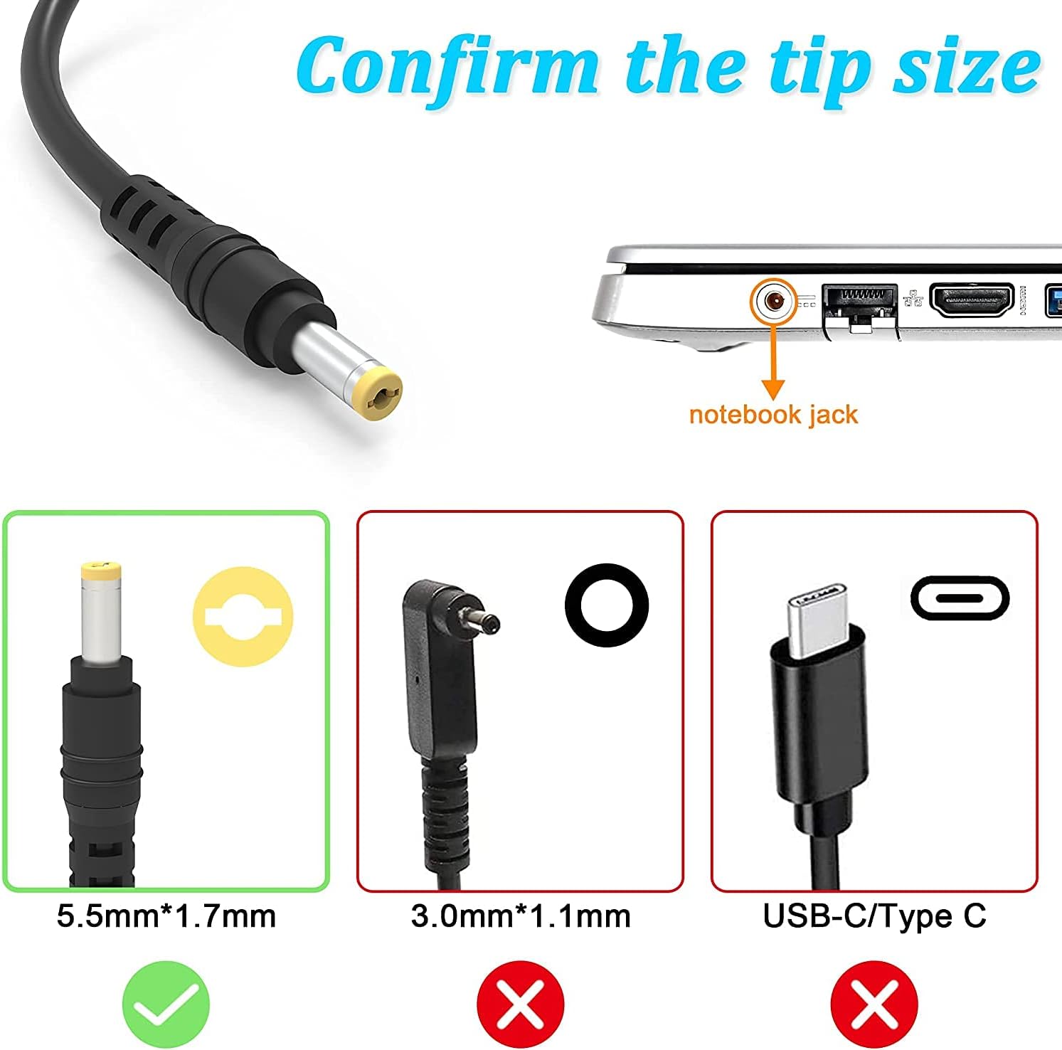 Cargador adaptador de CA para Acer Aspire E1-531-4665 E1-531-4667 E1-531-4694 Acer Aspire E1-532 E1-532-2616 E1-532-2635 Acer Aspire E1-532-4629